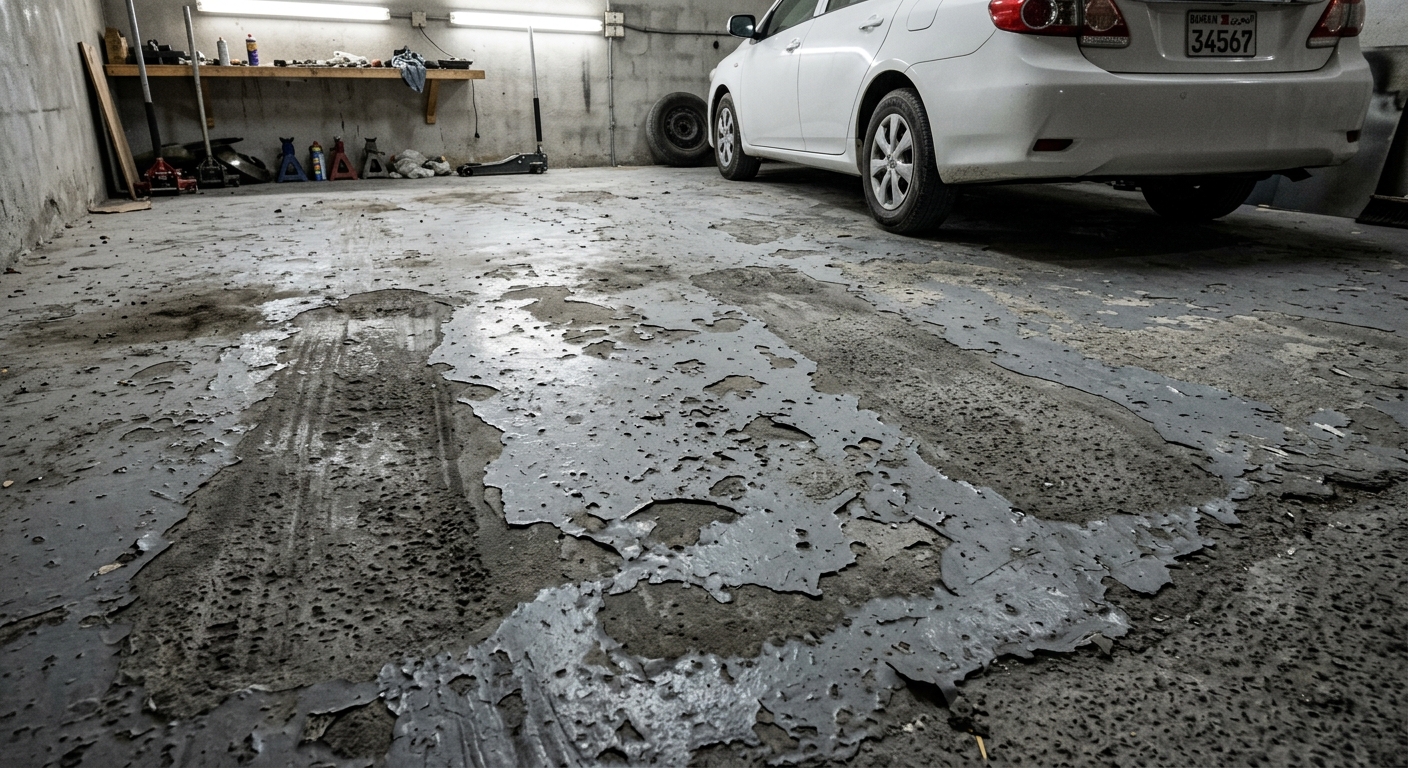 failed peeling garage floor paint