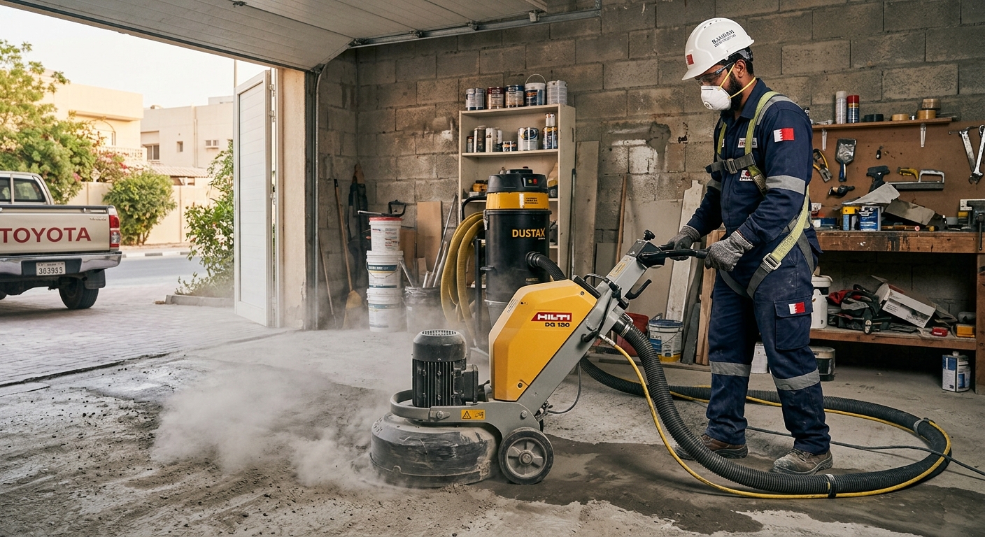 contractor grinding concrete floor