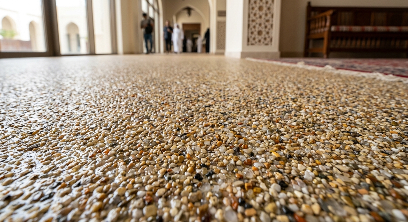 close up of quartz epoxy floor