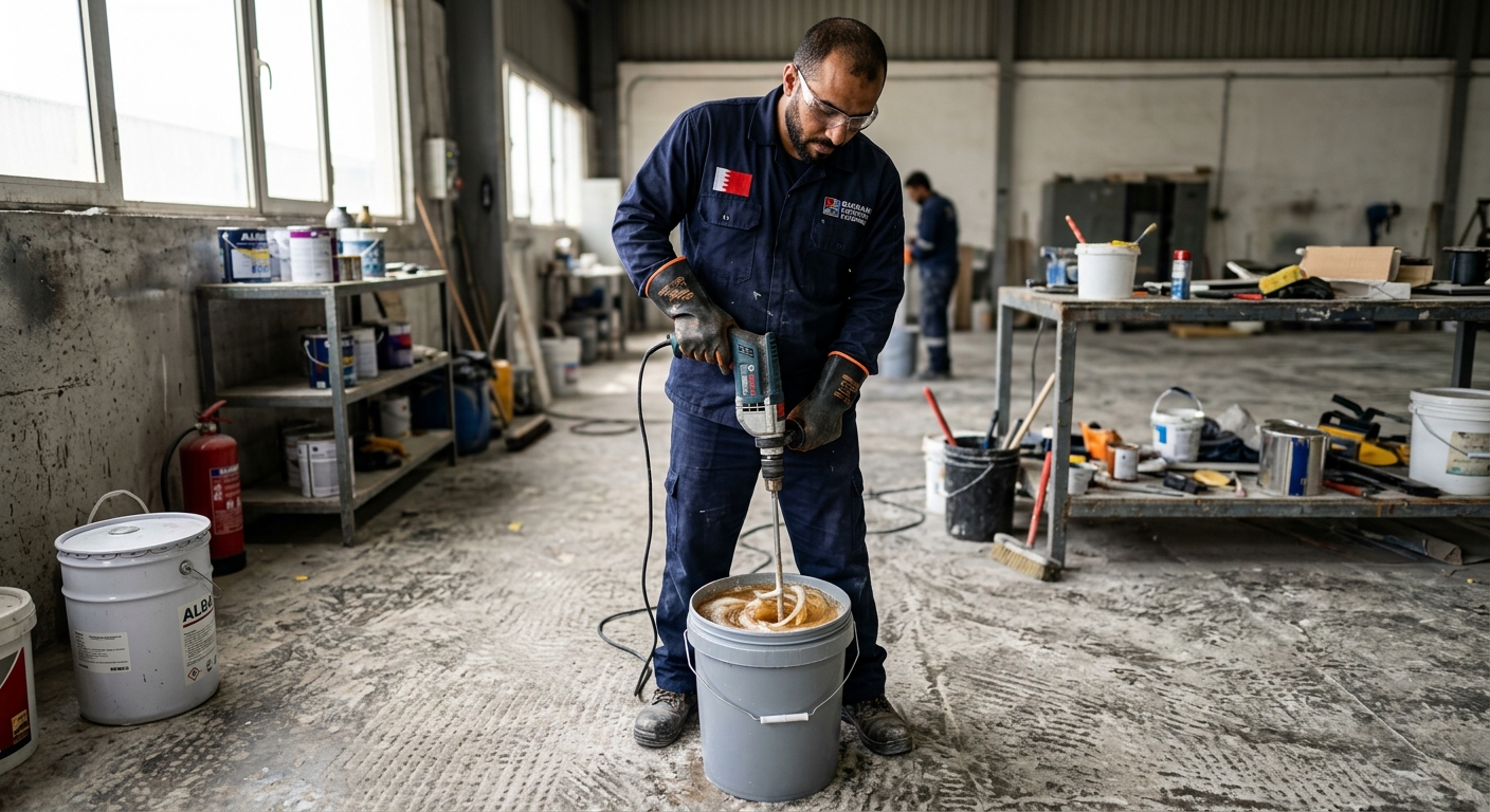 technician mixing epoxy