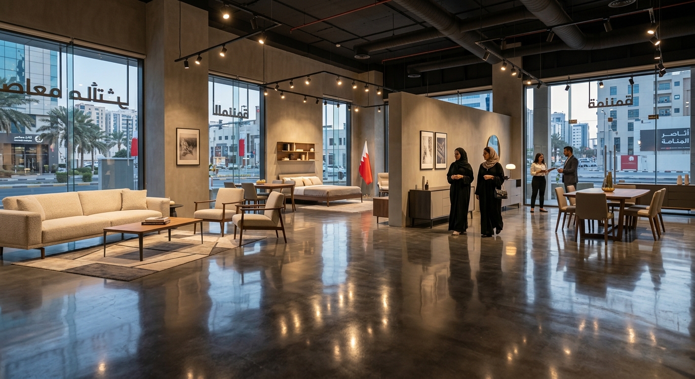 retail showroom with polished concrete floors