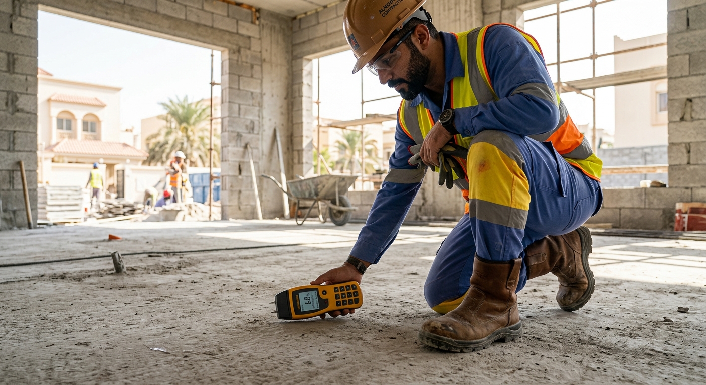 contractor checking floor moisture