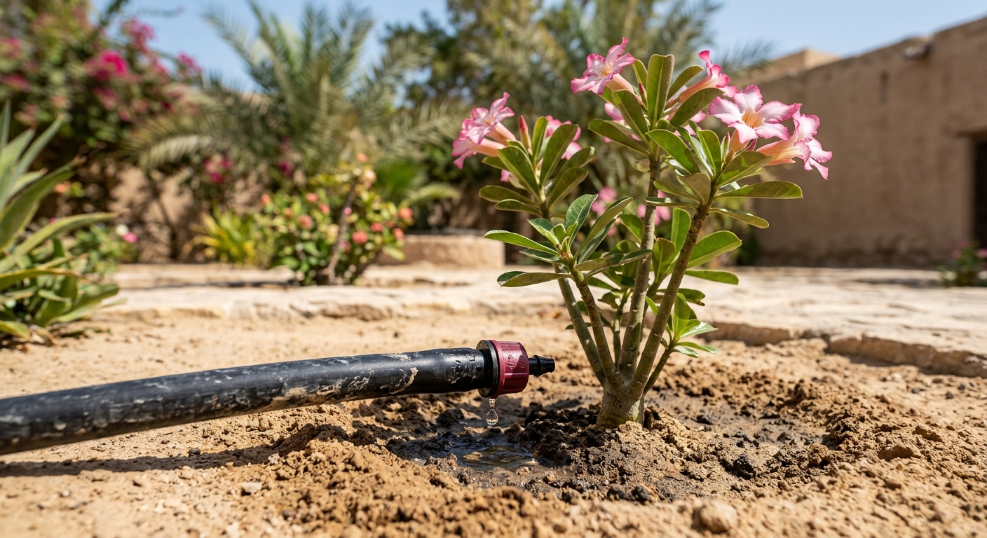 Drip irrigation system installed in sandy soil