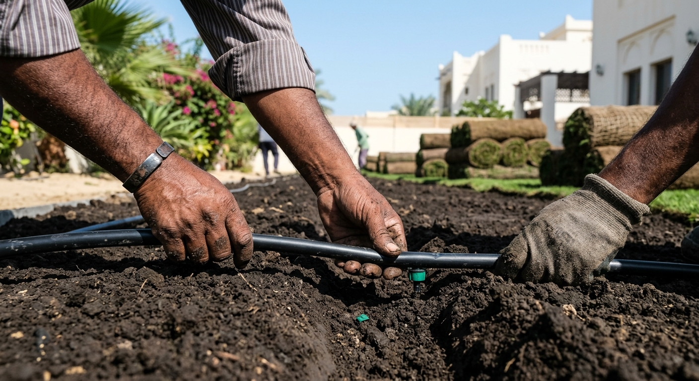 Installing sub-surface drip irrigation under Paspalum turf