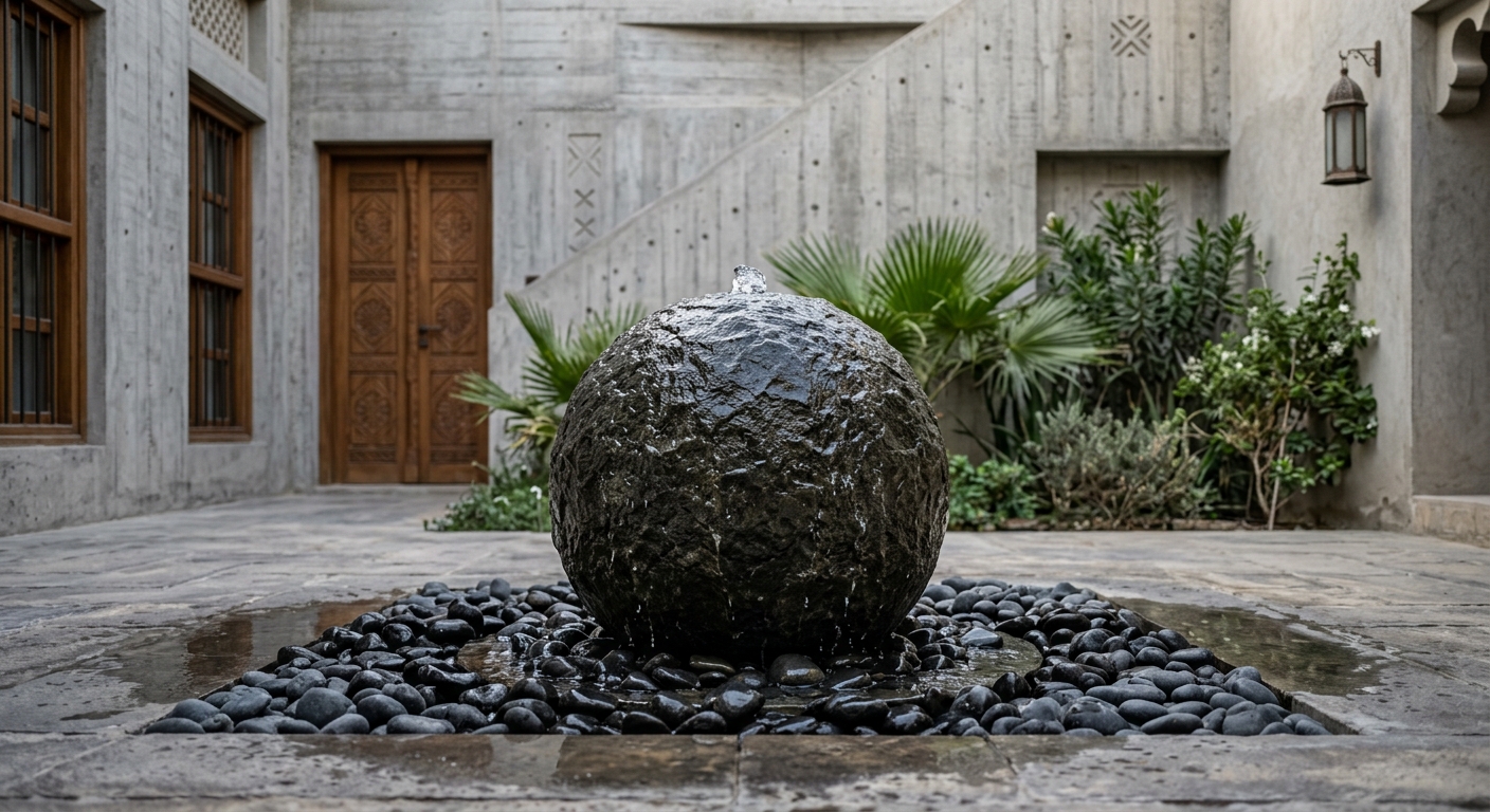 modern spherical water feature