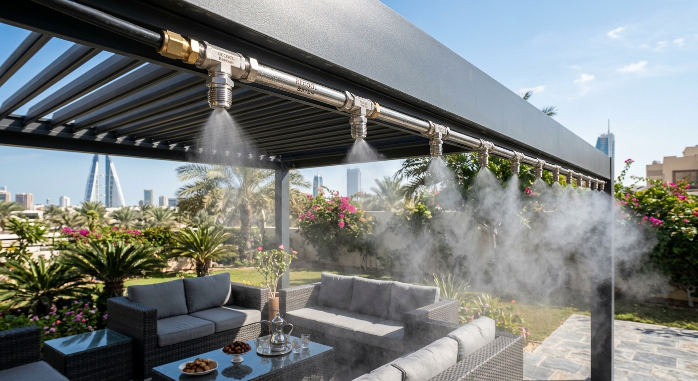 high pressure misting system on patio
