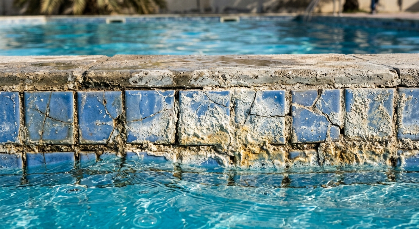 cracked pool tiles