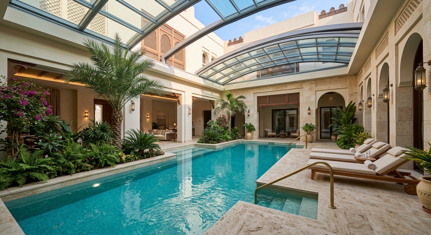 retractable roof over indoor pool