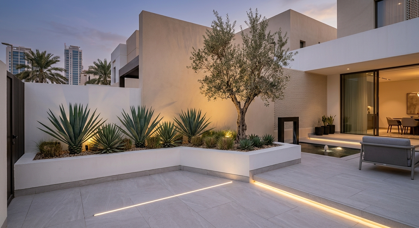 Modern low maintenance courtyard in Bahrain