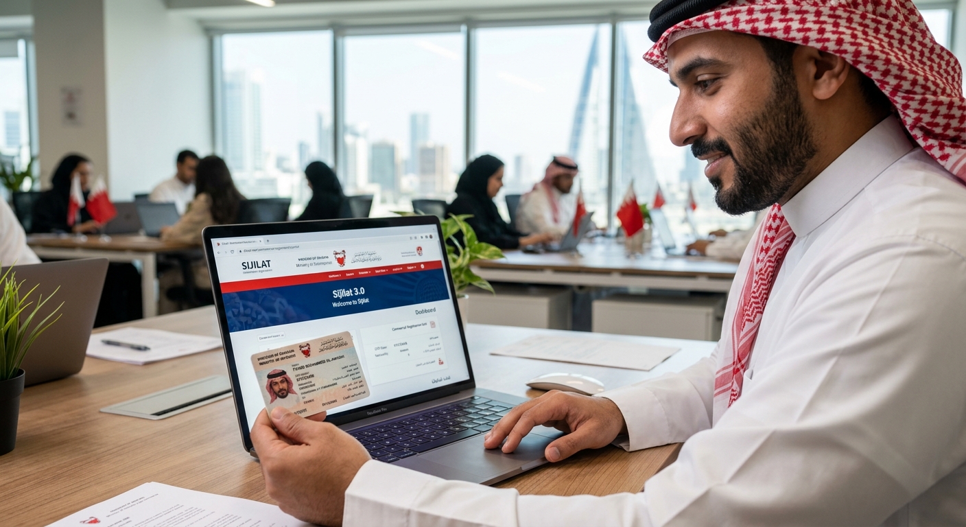 person holding CPR card next to laptop showing Sijilat portal