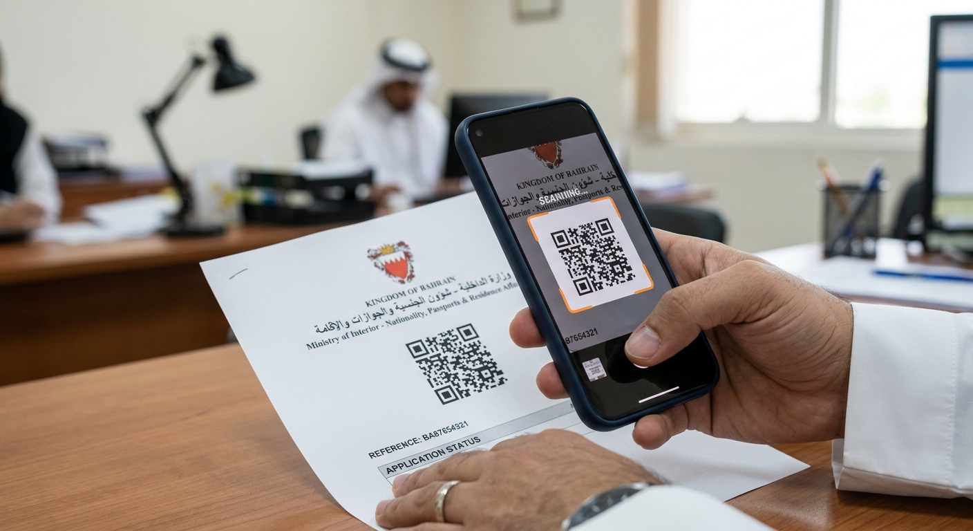 smartphone scanning a QR code on a printed official document