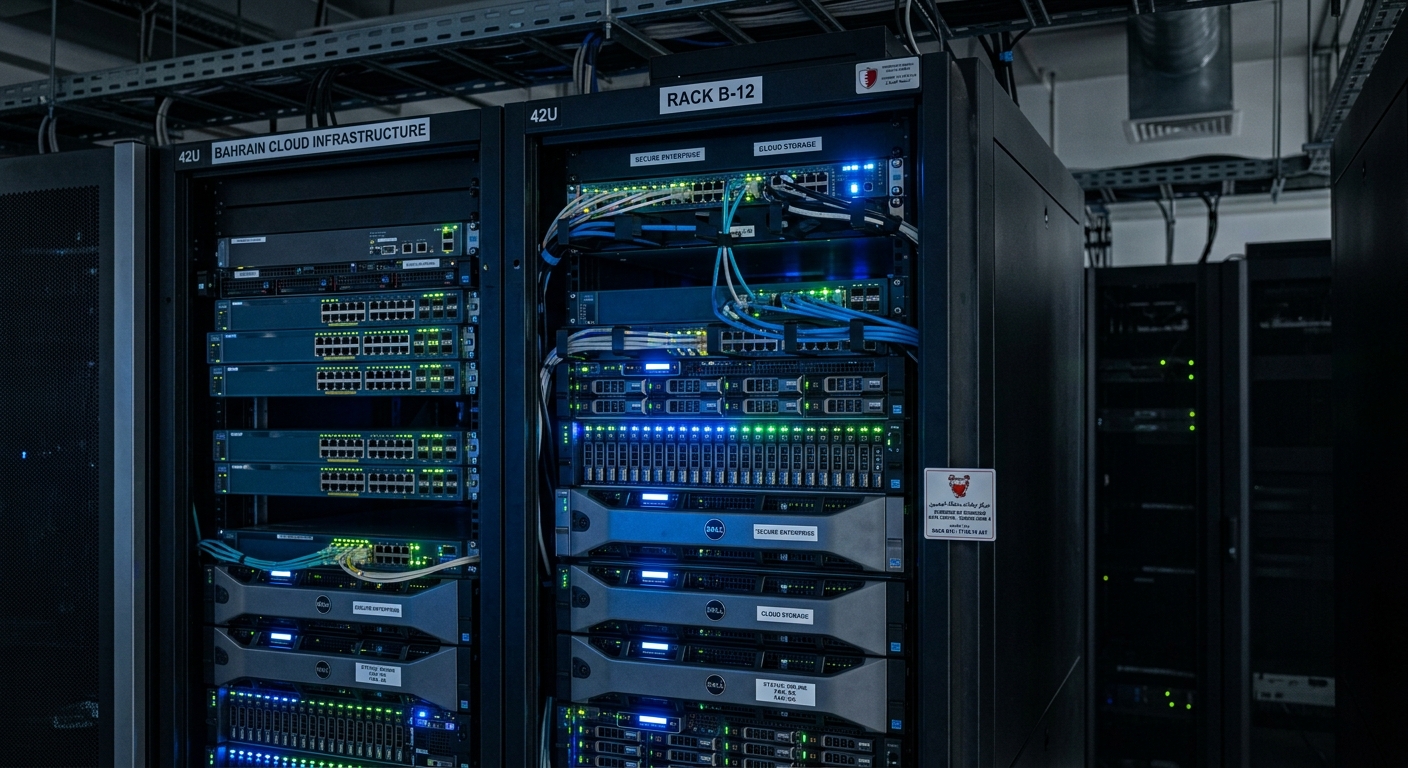server rack in modern data center